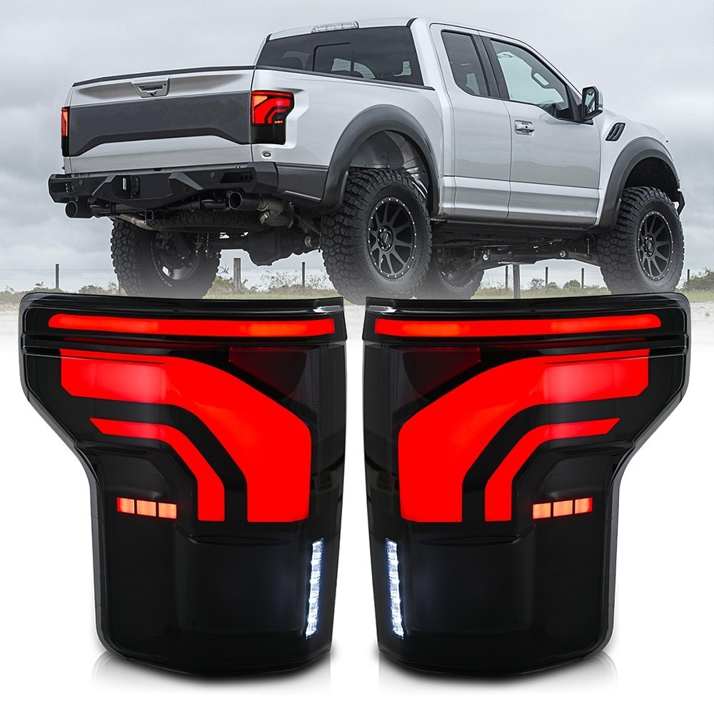 Pair Smoked LED Tail Lights For Ford F150 F-150 2015-2020 Rear Lamps Sequential Pair Smoked LED Tail Lights For Ford F150 F-150 2015-2020 Rear Lamps Sequential