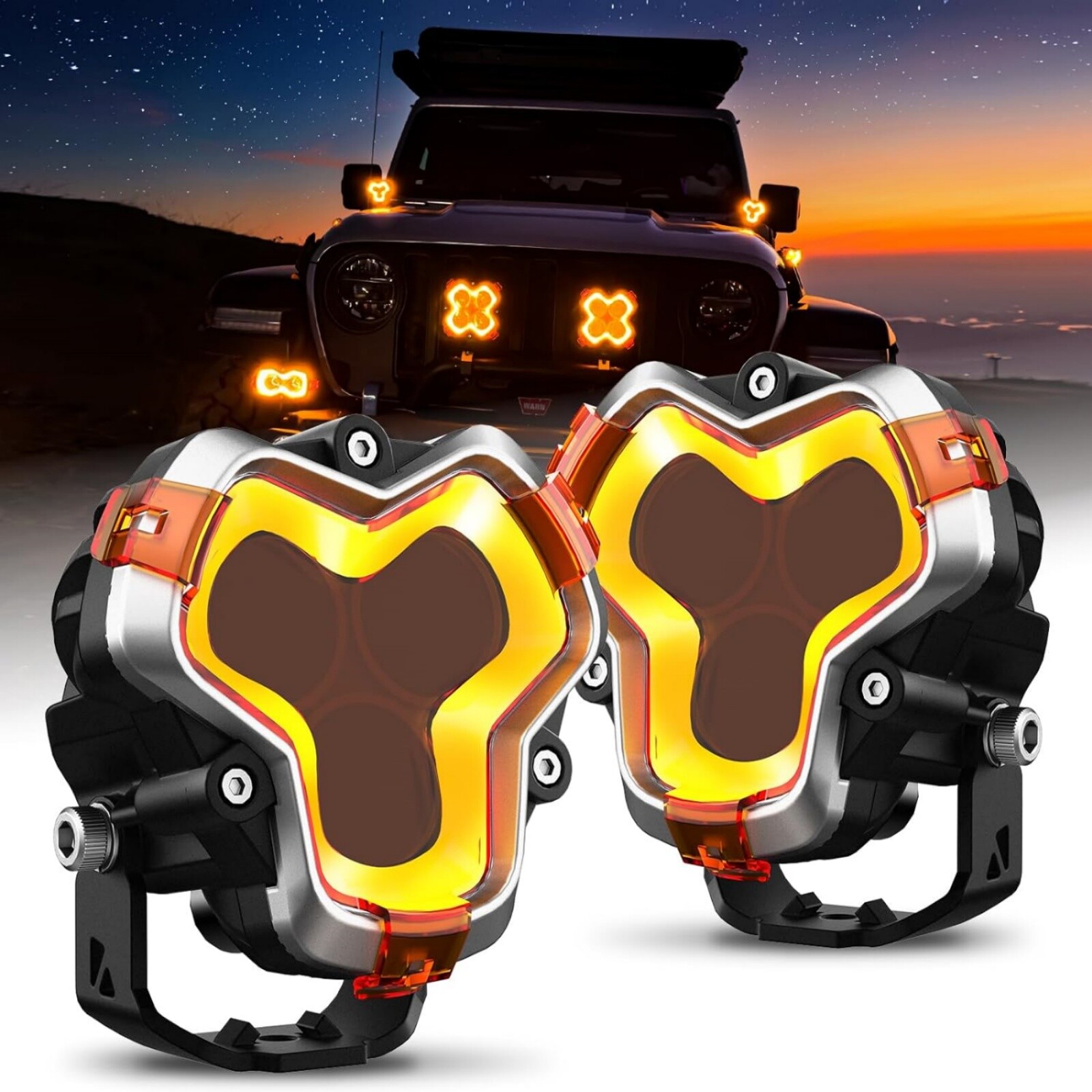NOVSIGHT 2x HALO Series LED Work Off Road Lights Pod Spot Flood Beam Combo IP68