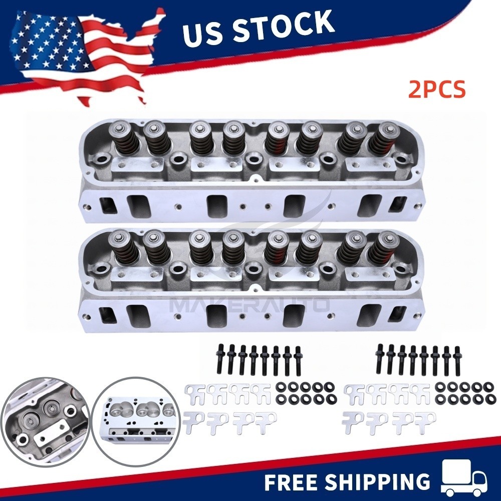 2×Complete Aluminum Cylinder Heads FOR FORD SBF GT40 289 302 351W Mustang 175cc