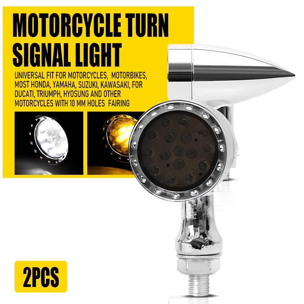 Turn Signal for Running Light Chrome Motorcycle Universal 10mm with Hole Fairing