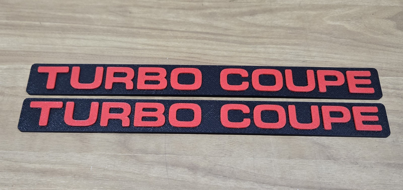 1987 1988 Ford Thunderbird Turbo Coupe Door Badges Pair 3d Printed  Black/Red