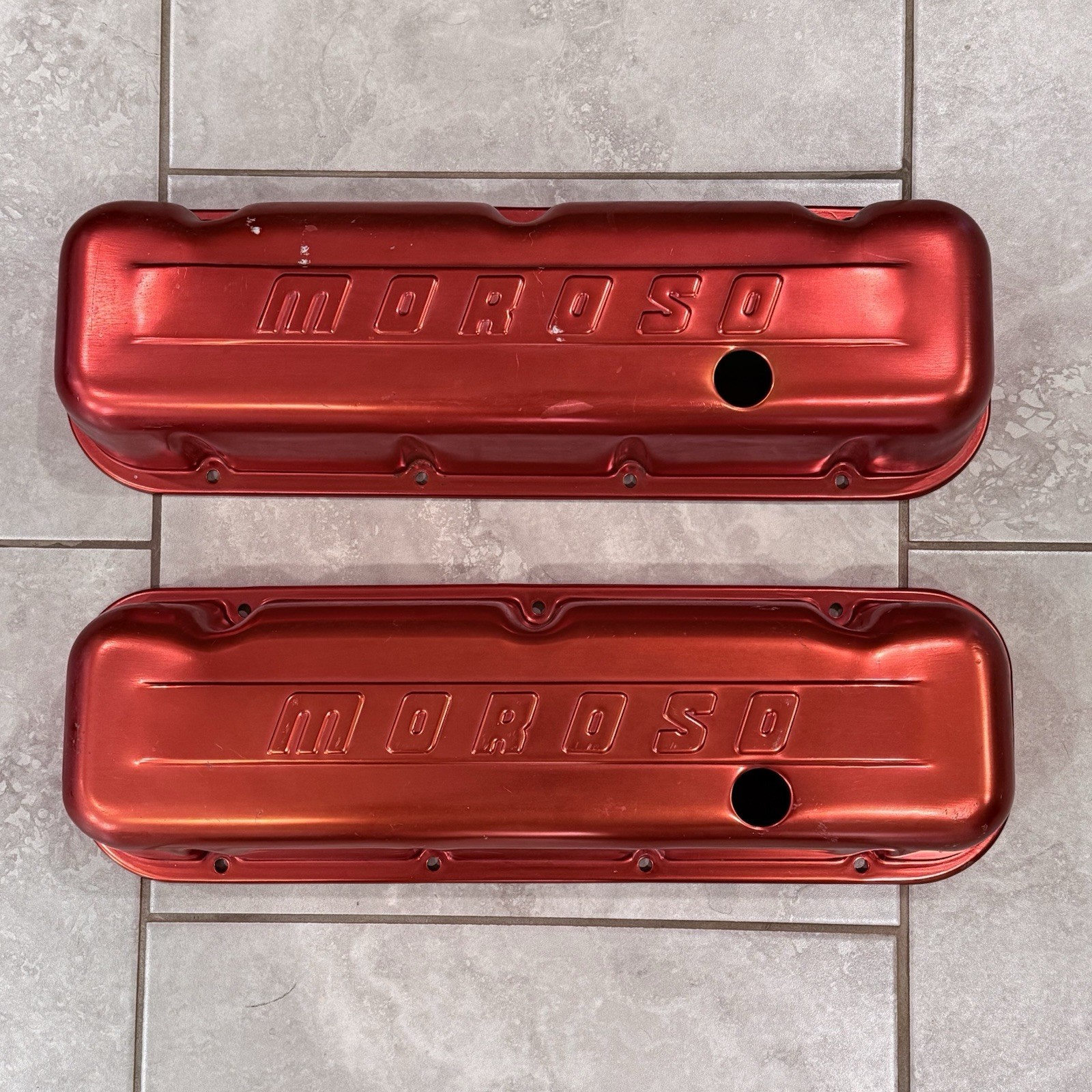 Big Block Chevy Moroso Red Anodized Valve Covers Aluminum 396 427 454 BBC Big Block Chevy Moroso Red Anodized Valve Covers Aluminum 396 427 454 BBC
