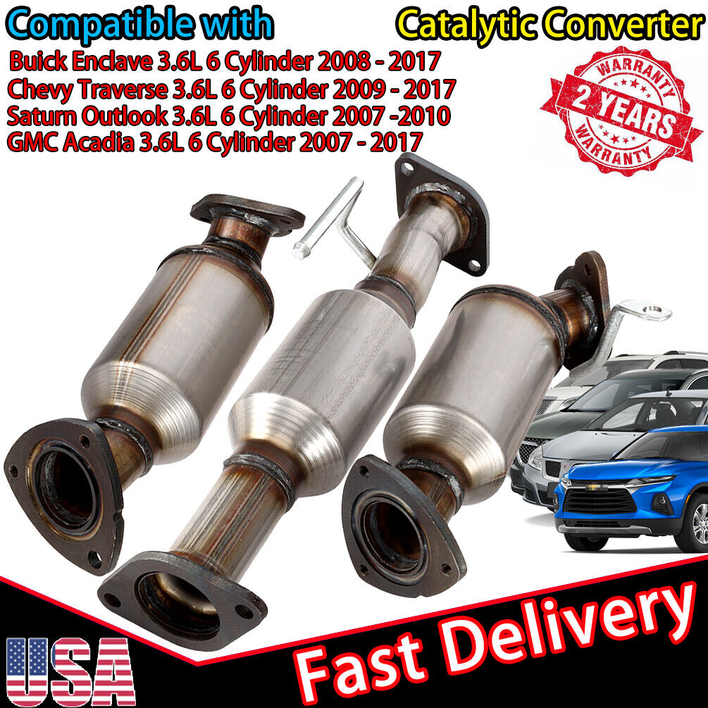 Catalytic Converter For 09-17 Buick Enclave/Chevy Traverse/GMC Acadia 3 Pcs US