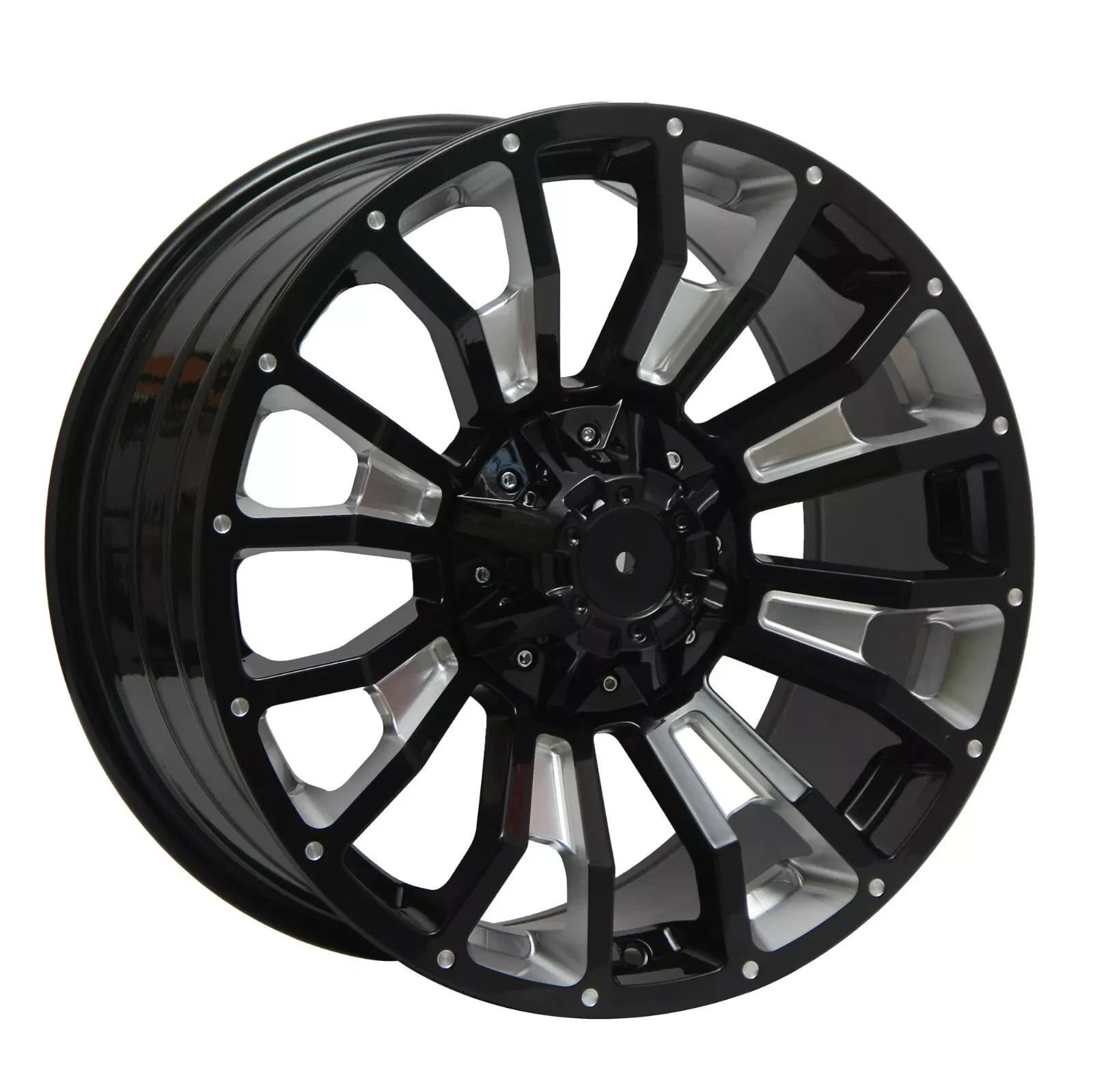 4PCS 20 X 9.5 Inch Gloss Black Milling Wheels Rim 5x135 / 5x127 ET 15 CB 87.1
