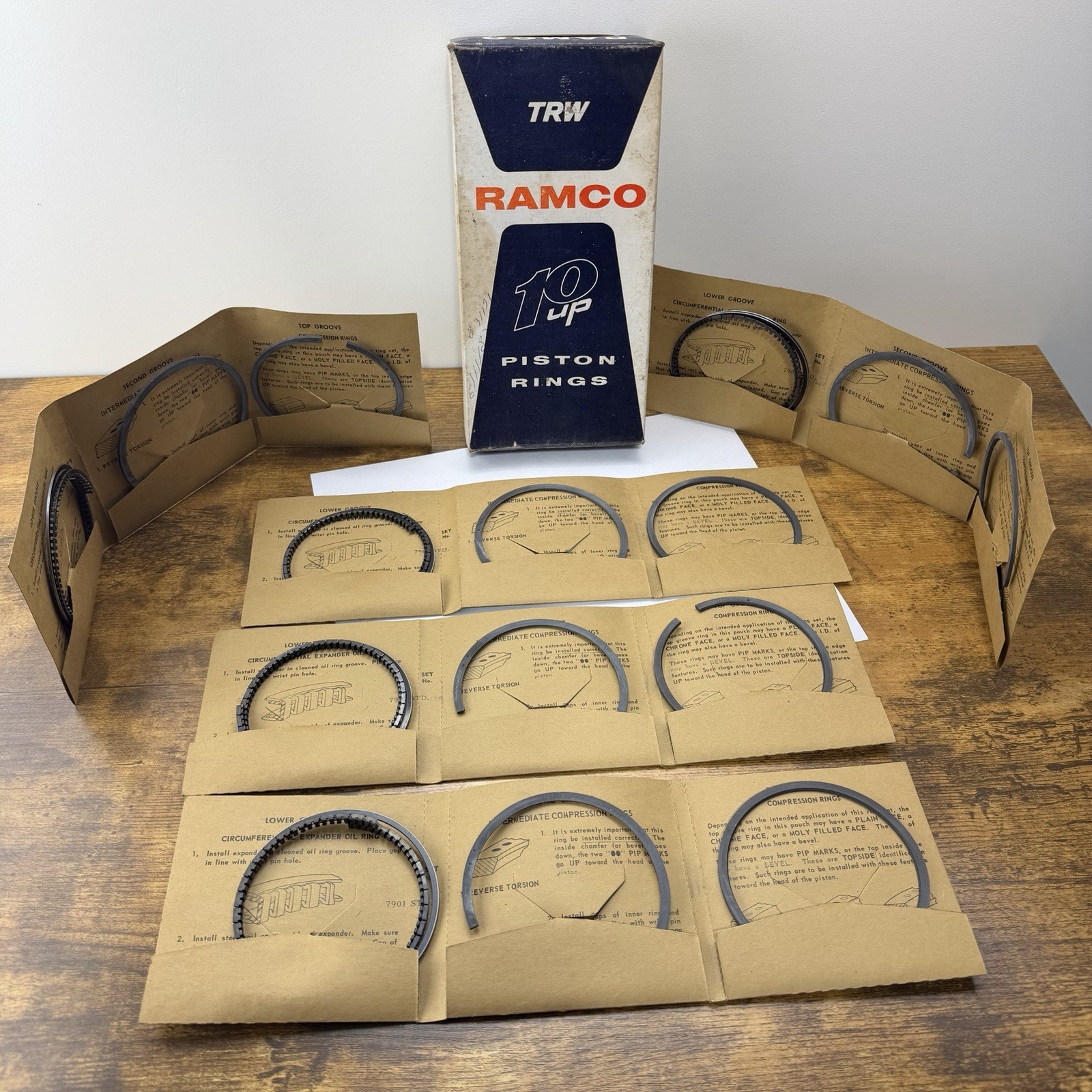 NOS Vintage TRW RAMCO 10 Up Piston Rings Set 7901 STD Standard USA Engine