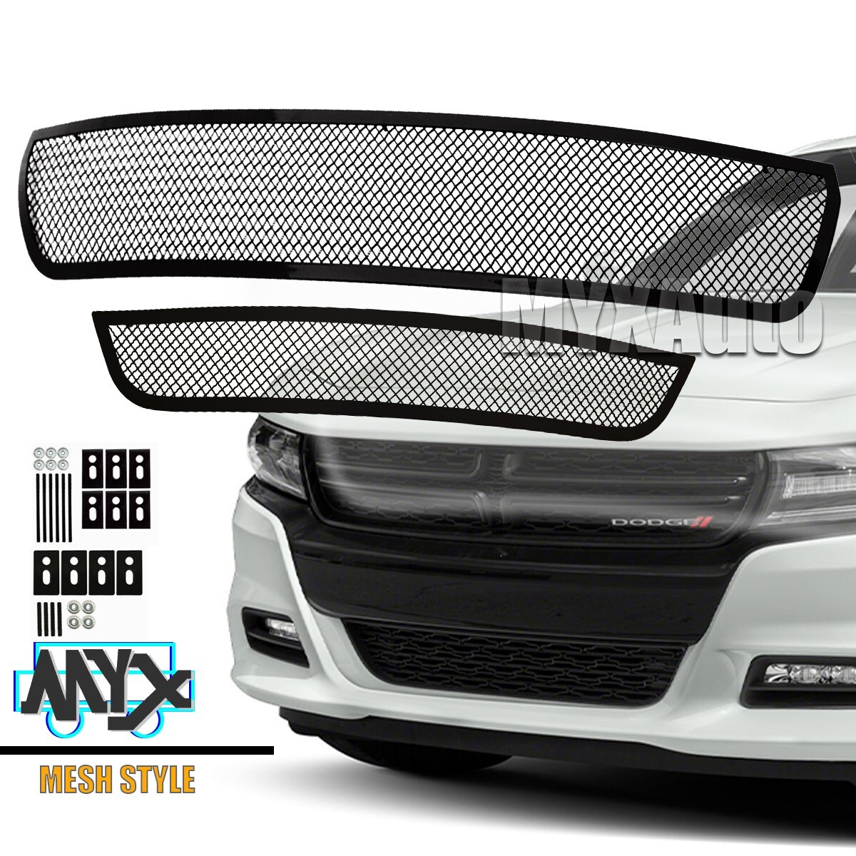 Fits 2015- 18 Dodge Charger/19 SXT Grille Black Mesh Front Upper Bumper Grill SS