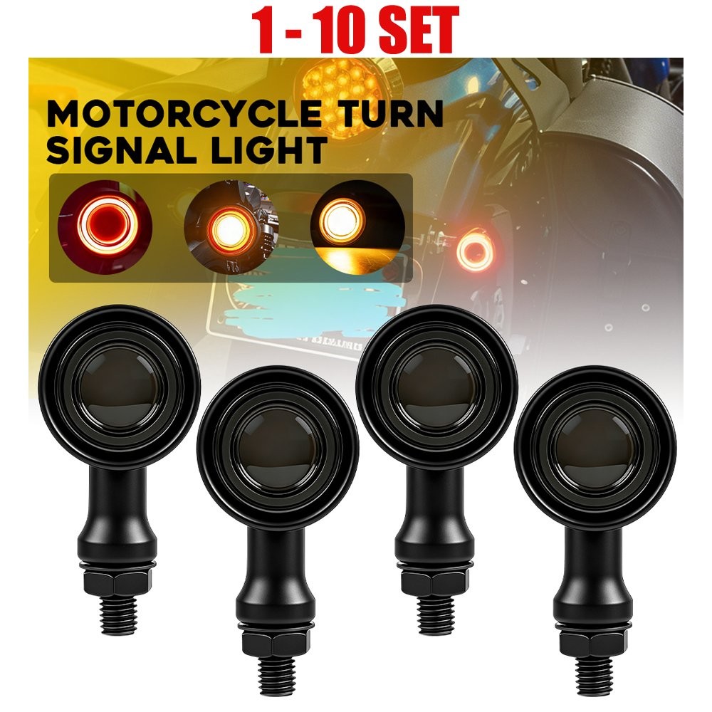 4-40x Motorcycle Black Bullet Turn Signal Light Blinker Amber&Red Front Rear M10