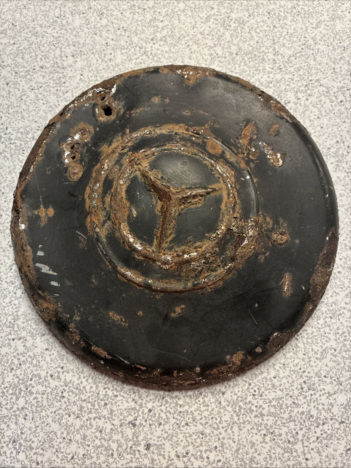 1940s Or 50s  Mercedes Benz Hub Cap Relic. Rusted. May Be Military