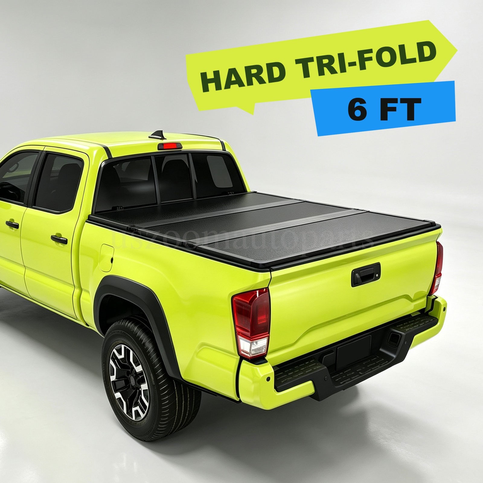 6FT Tri-Fold Hard Tonneau Cover Truck Bed For 2016-2023 Toyota Tacoma W/Led