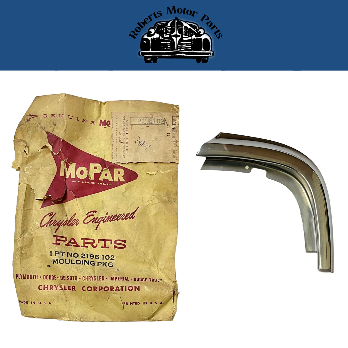 New Old Stock Right Outside Moulding for 1961 Plymouth Fury Models #2196102 New Old Stock Right Outside Moulding for 1961 Plymouth Fury Models #2196102