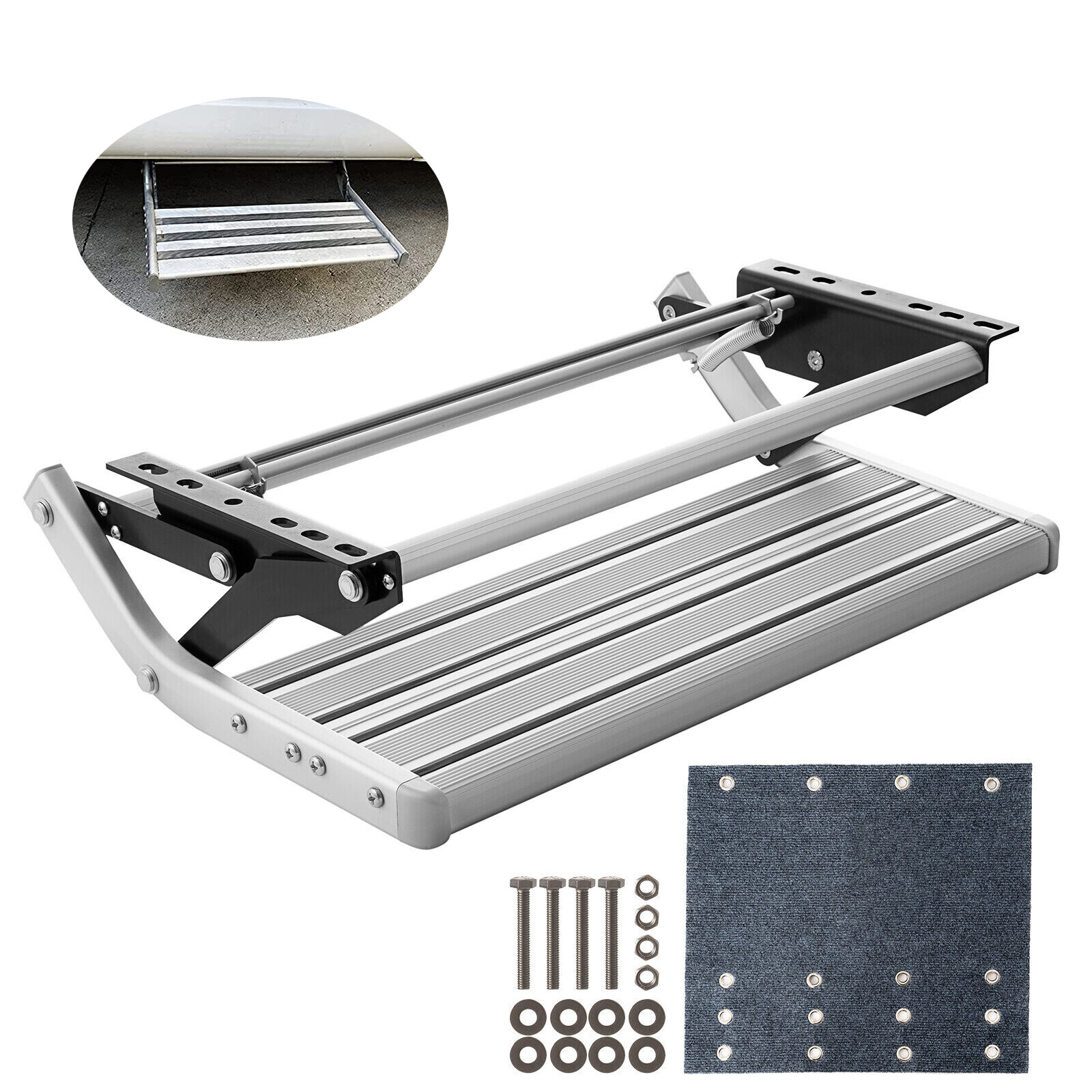RV Steps Aluminum Manual Retractable RV Stairs 400 LBS for RV Trailer Camping