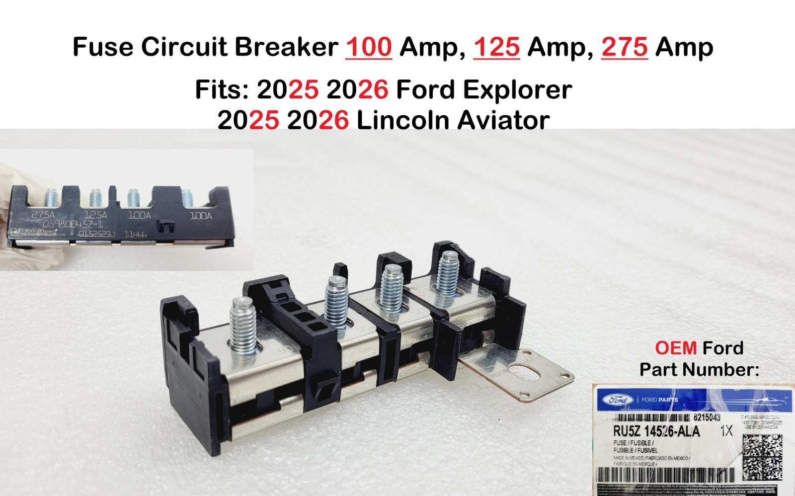 2025 2026 Ford Explorer Fuse Circuit Breaker 100 Amp 125Amp 275 Amp RU5Z14526ALA