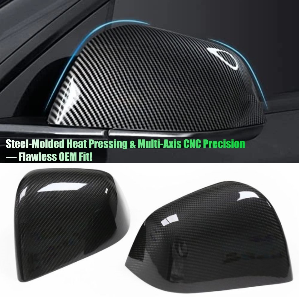 2PCS Real Carbon Fiber Side Mirror Cover for Tesla Model Y 2020-2024