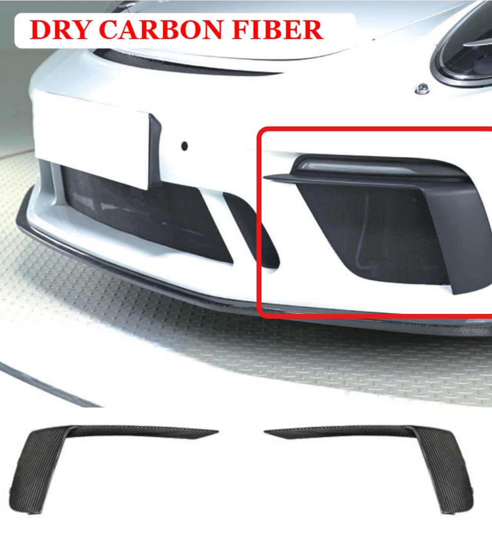 For 17-19 Porsche 911 991.2 GT3 Style Front Bumper DRL Strip Trim Dry Carbon