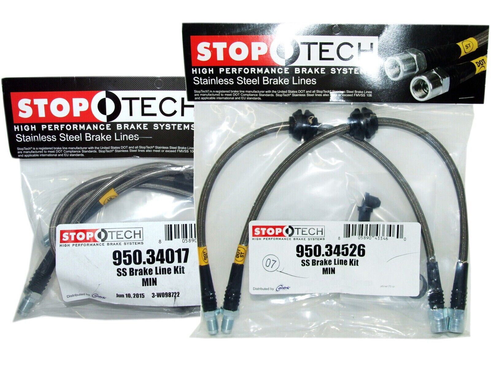 Stoptech Stainless Steel Braided Brake Lines (Front & Rear Set / 34017+34526)