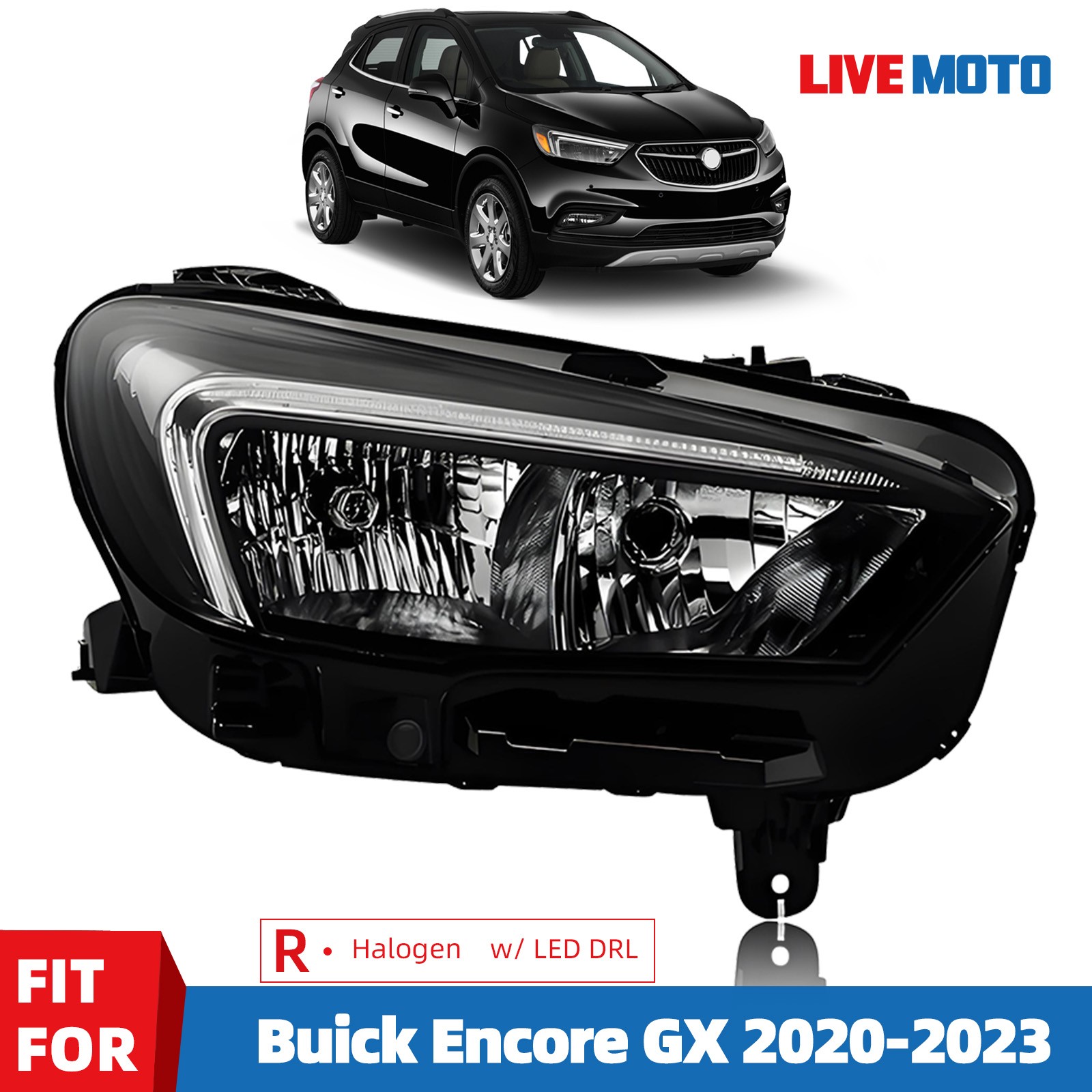 [Halogen] For 2020-2023 Buick Encore GX Passenger Side Headlight w/ LED DRL RH