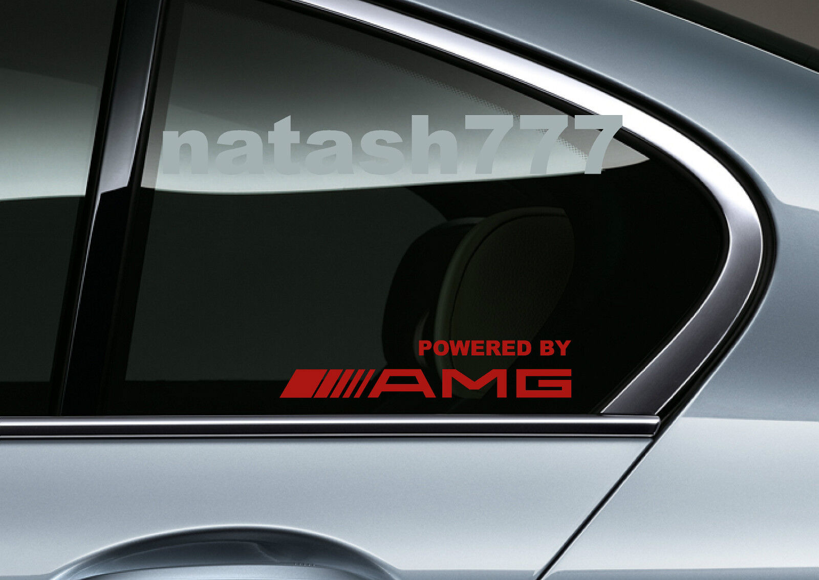 Powered by AMG Mercedes Benz Sport Racing Window Decal sticker emblem RED Pair