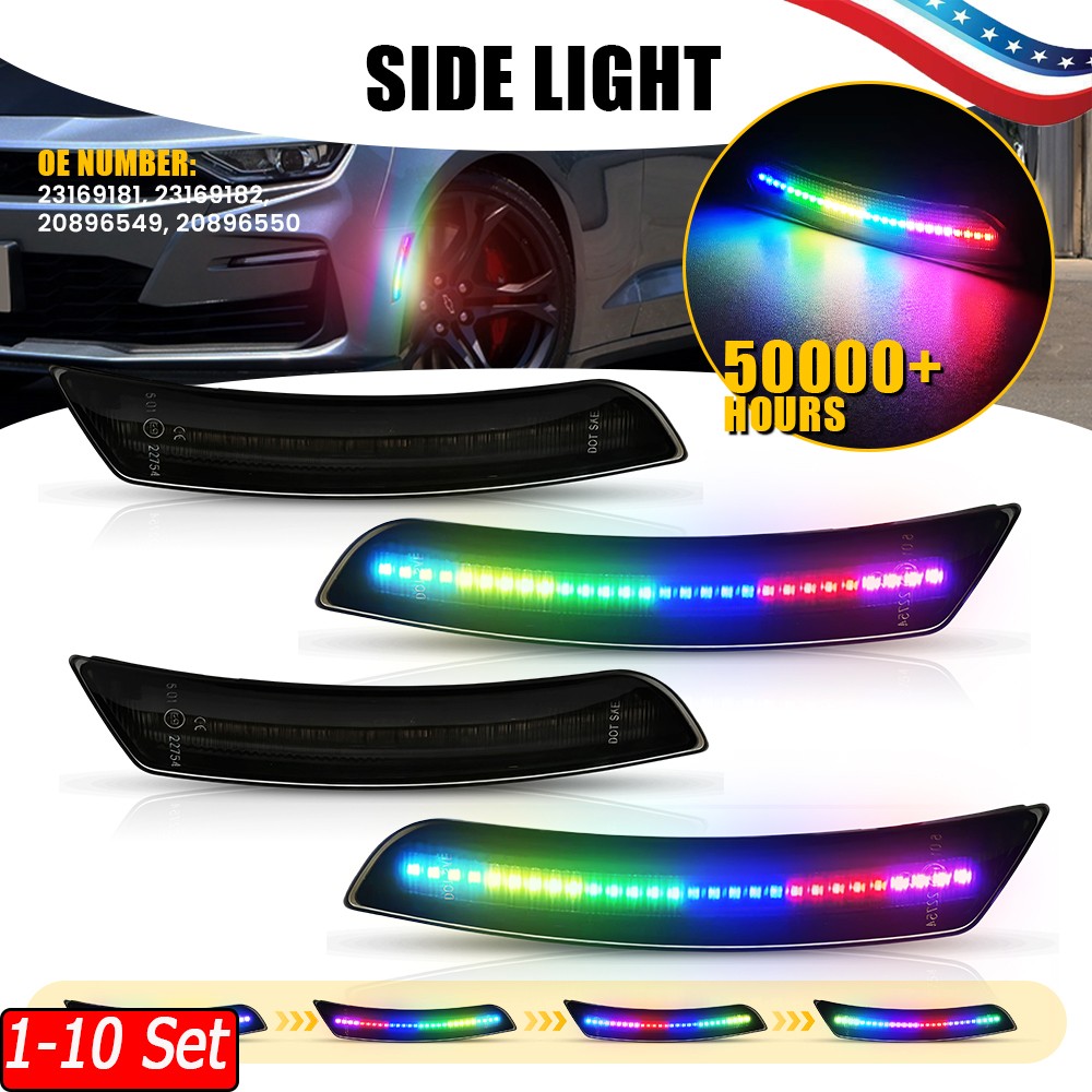 1-10 Set Bright RGB LED Side Marker Kit Fit 16 17 18 19-23 Chevrolet Camaro