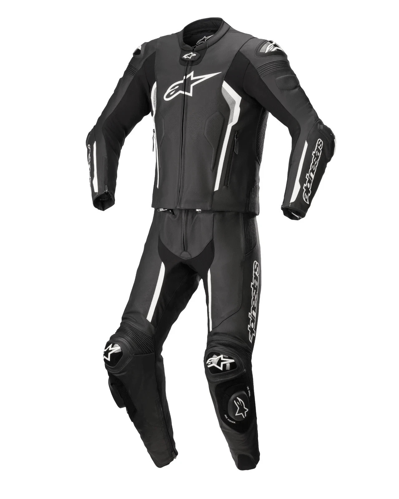 Alpinestar V2 2-piece Black Leather Motorcycle Racing Suit Pro Track Style