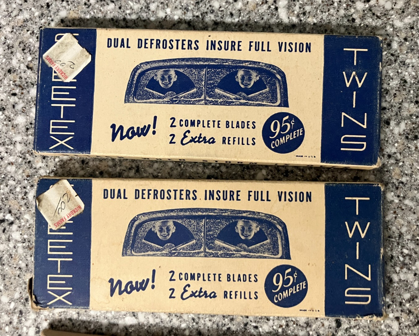 Antique Auto Windshield Wipers Sleetex Twins Defrosters NOS Original Boxes
