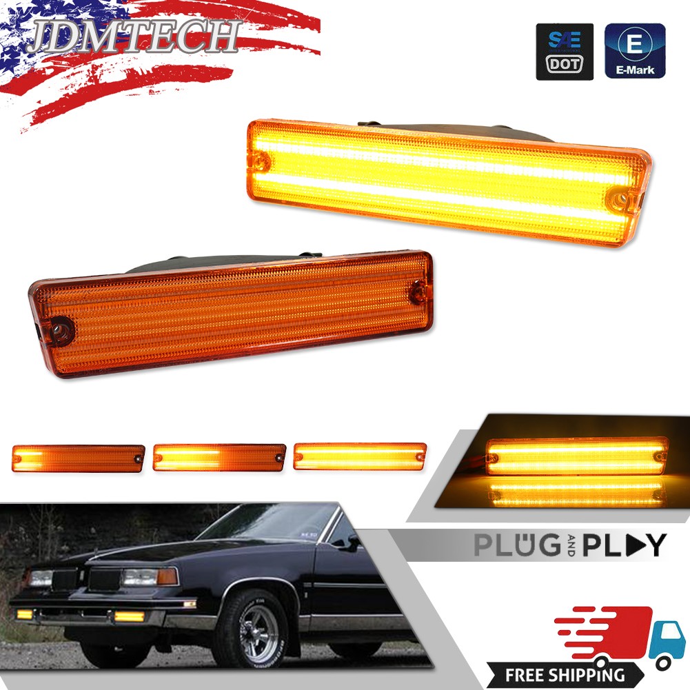 Amber Sequential LED DRL Turn Signal Lights For 1985-86 Oldsmobile Cutlass Salon