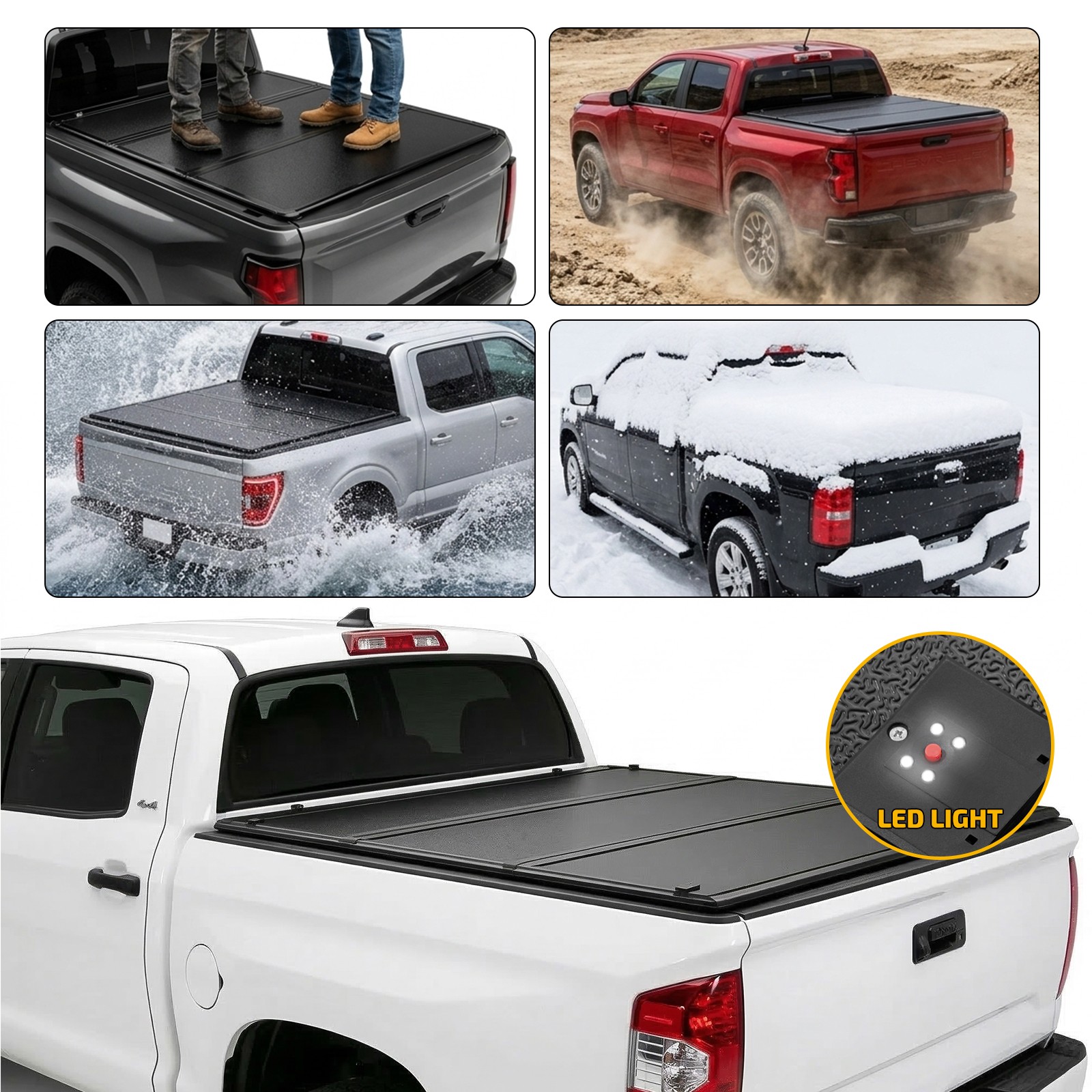 5.5FT Truck Bed Tonneau Cover Hard Tri-Fold Aluminum For 2014-2026 Toyota Tundra