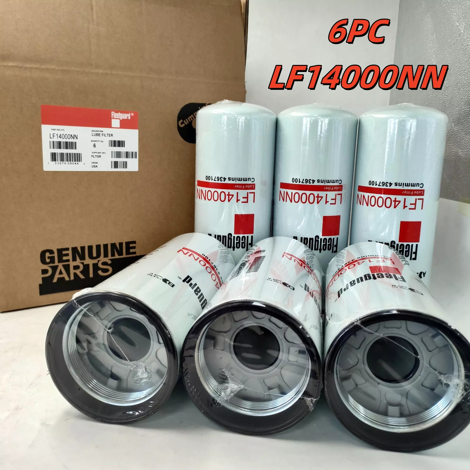 6 Pack Genuine Fleetguard LF14000NN Oil Filter Cummins ISX 4367100 
