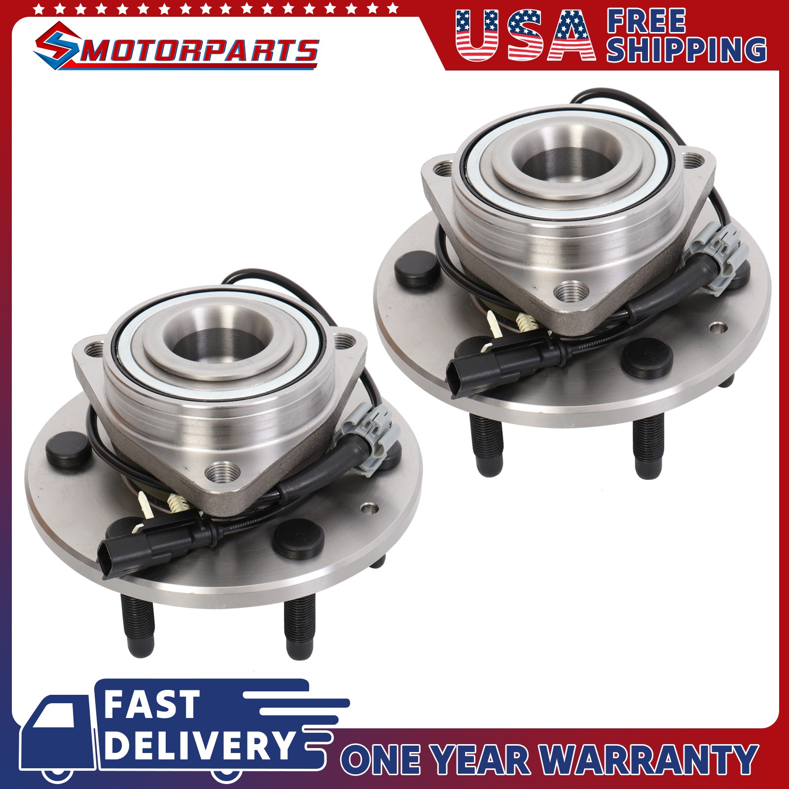 Pair Front Wheel Hub Bearing Assembly For Chevy Silverado GMC Sierra 2014-2018