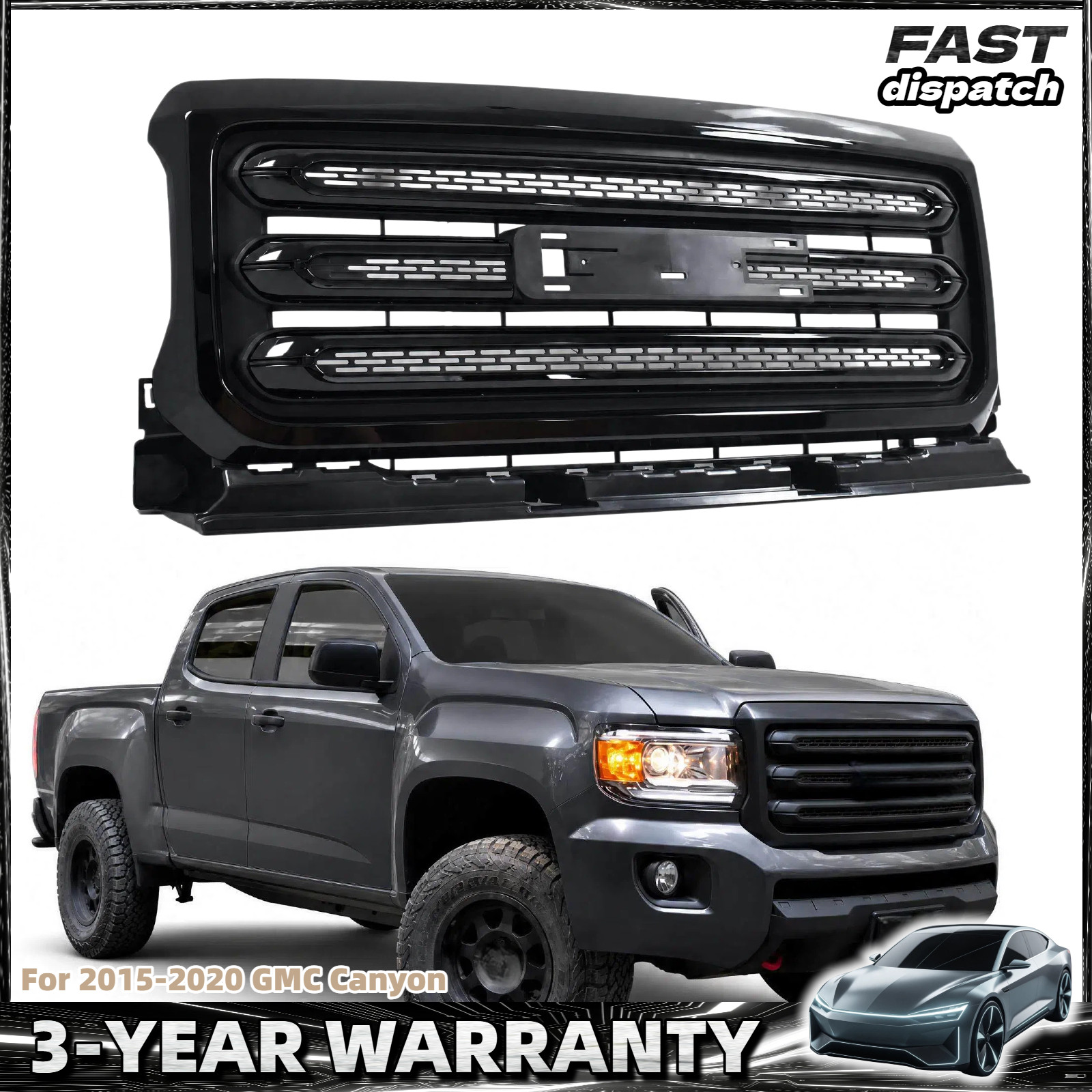 For 2015-2020 GMC Canyon 84733967 Black Front Upper Grille Assembly New
