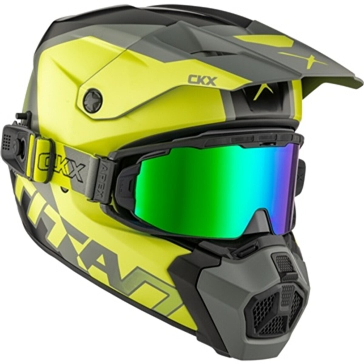 CKX Matte Sunny Lime Titan AMS Nunavut Helmet w/Apex Dual Lens Goggle 518273