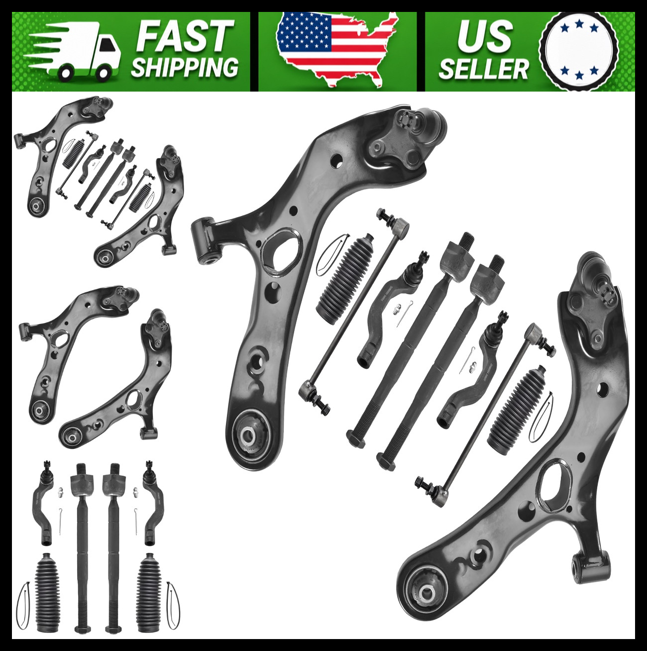 10pc Front End Suspension Kit for 2006-2018 Toyota RAV4 Control Arms Tie Rods 10pc Front End Suspension Kit for 2006-2018 Toyota RAV4 Control Arms Tie Rods