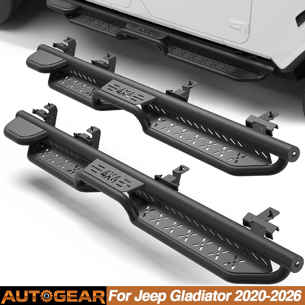 2x Steel Running Boards Side Step Nerf Bar For 2020-2026 Jeep Gladiator 4-Doors