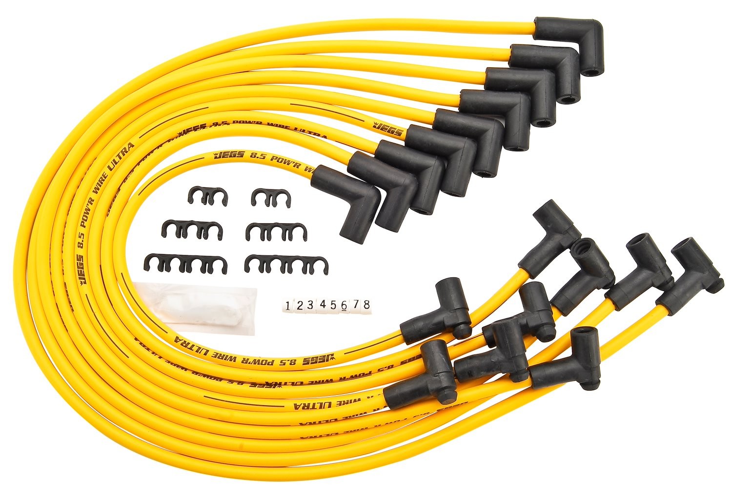 JEGS 8.5mm Yellow Ultra Pow\'r Wires Small Block Chevy Under Headers