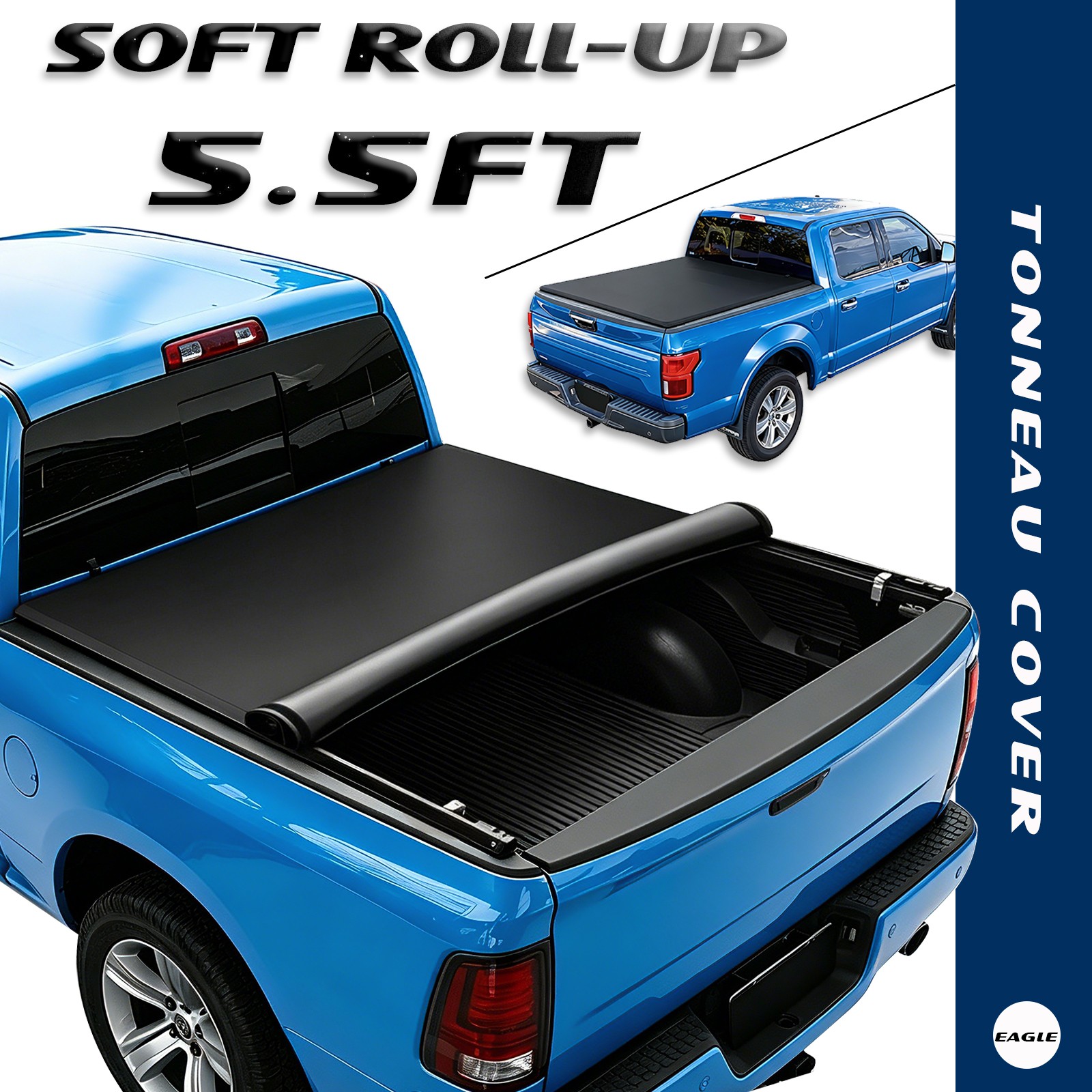 5.5FT Soft Roll-up Tonneau Cover For 2007-2026 Toyota Tundra Truck Bed Cover