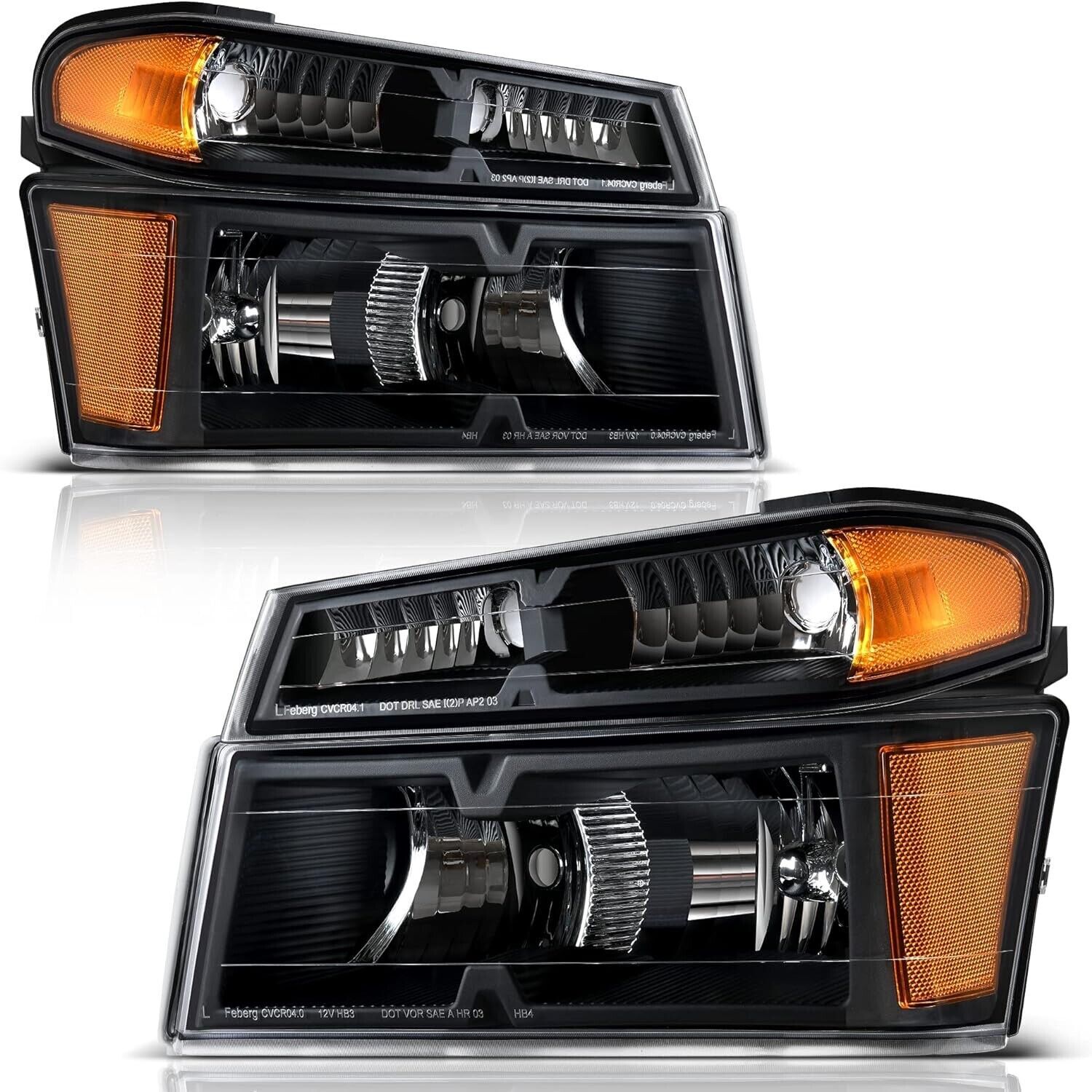 FOR 04-12 COLORADO CANYON BLACK HOUSING AMBER CORNER HEADLIGHT BUMPER HEAD LAMP