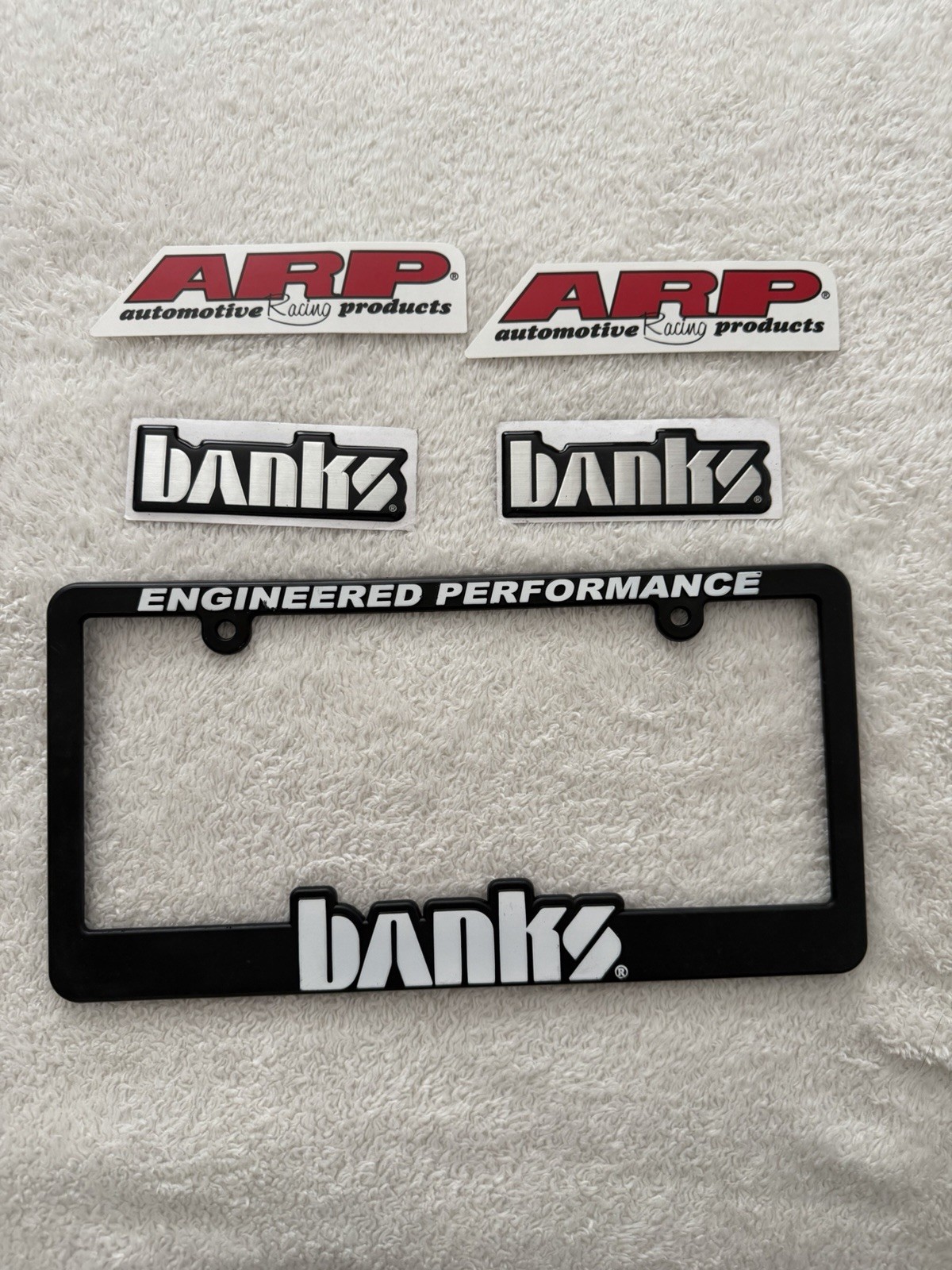 bANKS Power License Plate Frame And Vinyl Decal Stickers With ARP Very Cool New