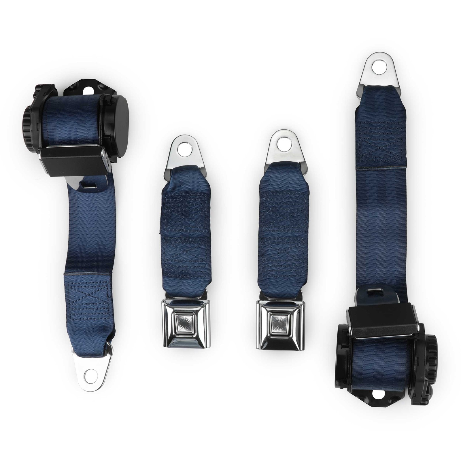 1978-82 Corvette Single Retractor Shoulder Seatbelt System PushButton Dark Blue