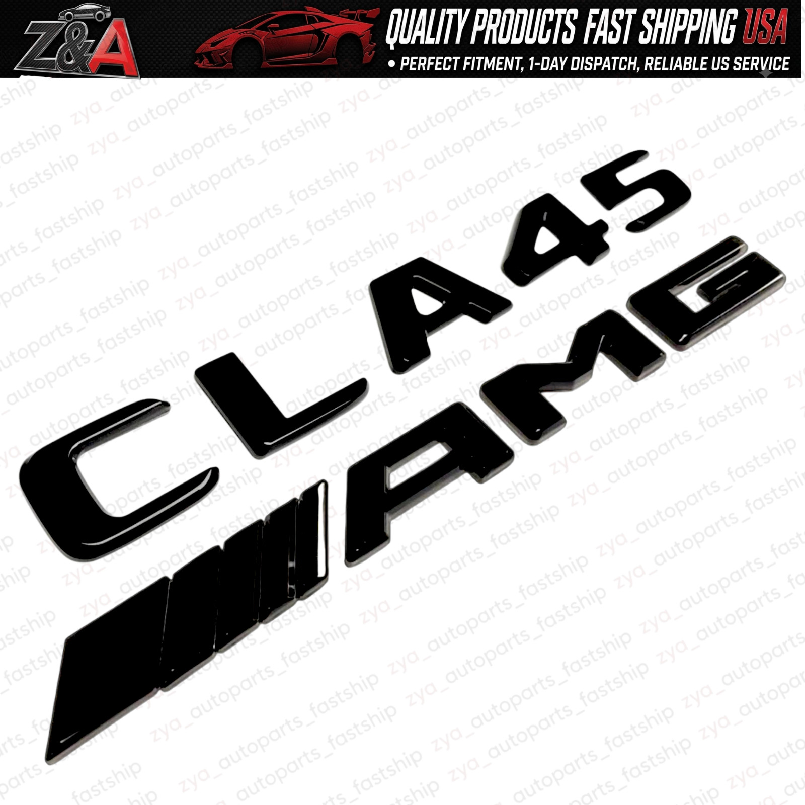CLA45 + AMG BLACK REPLACEMENT FOR MERCEDES REAR TRUNK EMBLEM BADGE NAMEPLATE 3D