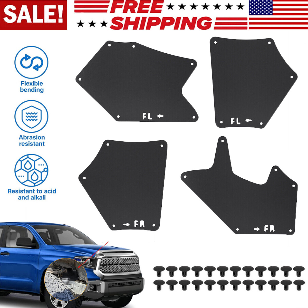 Splash Shield For Toyota Tundra & Sequoia 2007-2022 Fender Liner Apron Guard