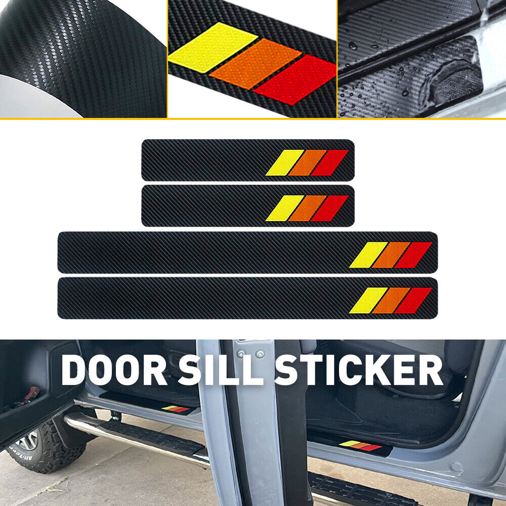 4x Accessories Car Fiber Carbon Door Sill Sticker 5D Protector 2021 for Toyota
