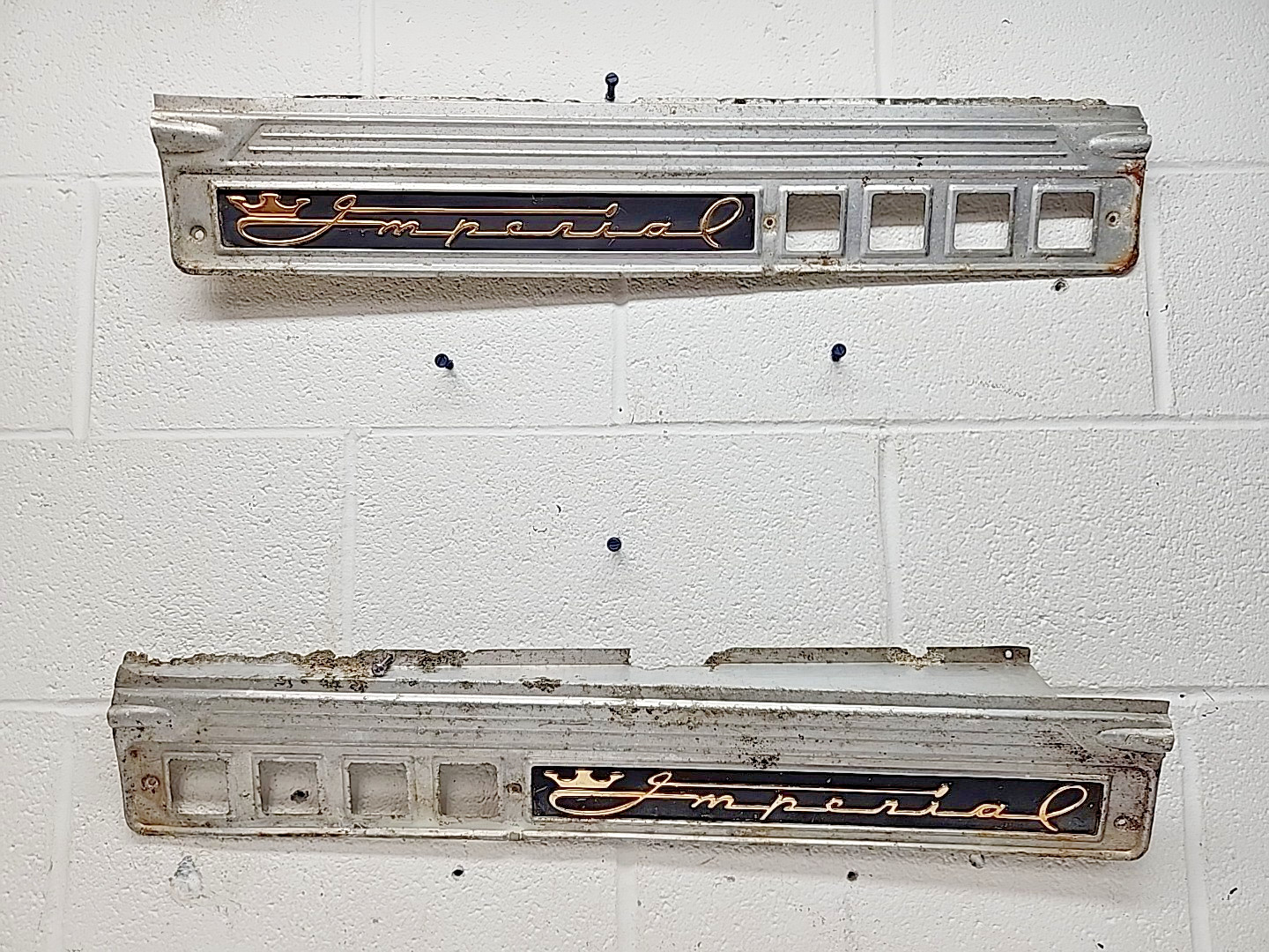 OEM LH/RH Interior Door Sill Scuff Plate Set 1957-59 Chrysler Imperial (Bin92)