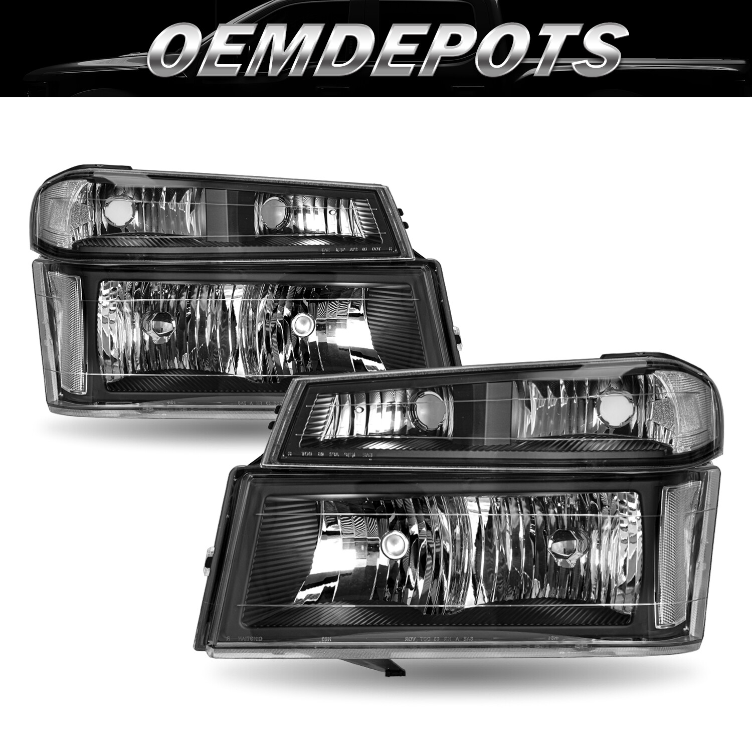 For 04-12 Chevy Colorado/GMC Canyon Black Clear Corner Bumper Lamps Headlights