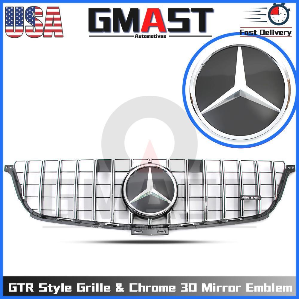 Chrome Silver GTR Style Grille W/3D Star For Mercedes Benz ML-Class W166 2012-15