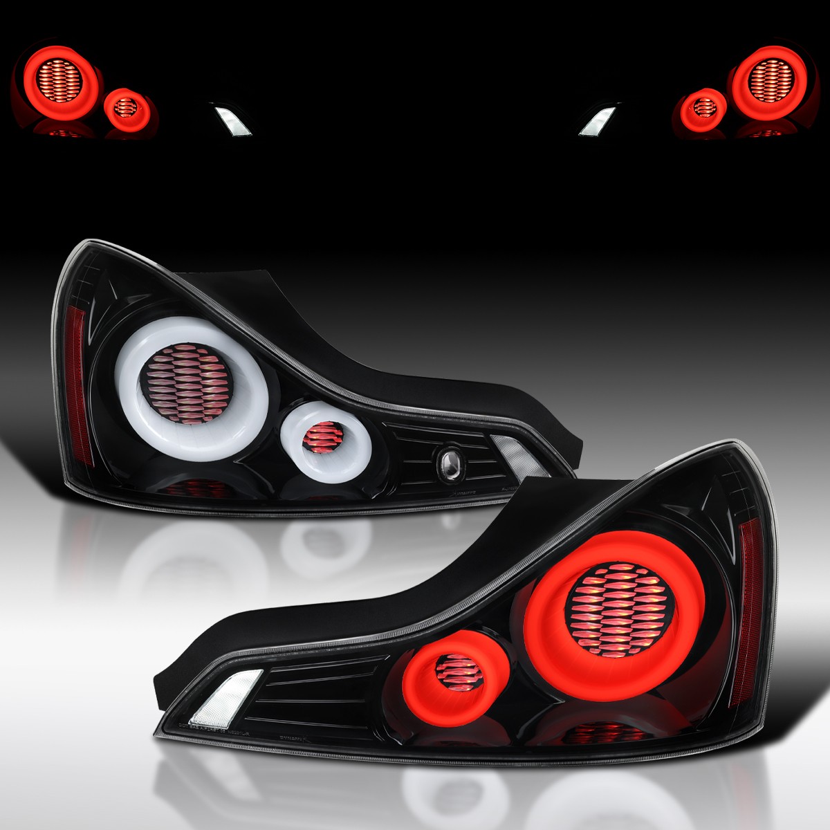 Fit 2008-2013 Infiniti G37 Coupe Slick Black LED Tail Lights Sequential Signal