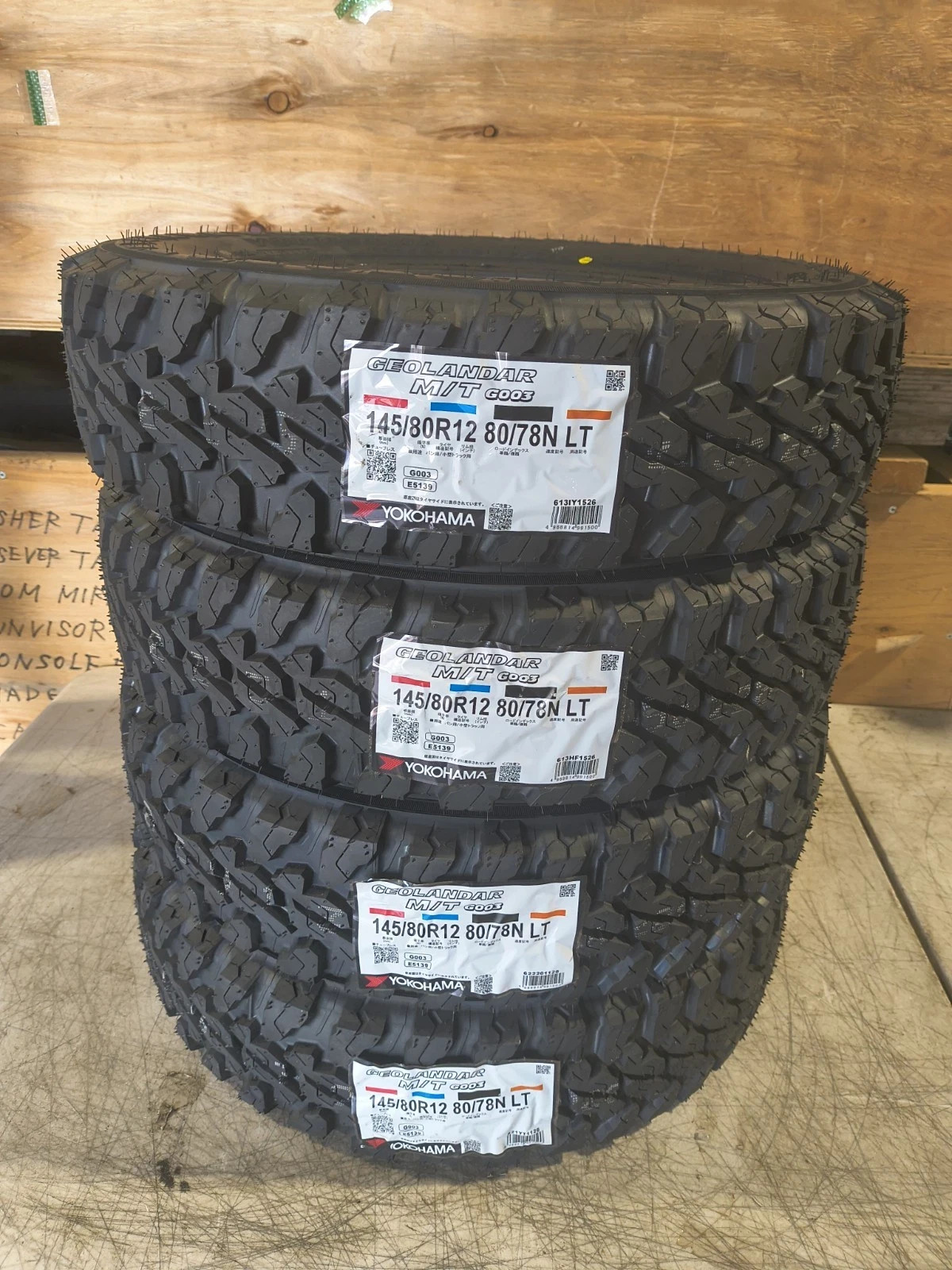 Yokohama Geolander Off Road Tires M/T 145/80 R12 80/78N Set of4 Acty Carry Hijet