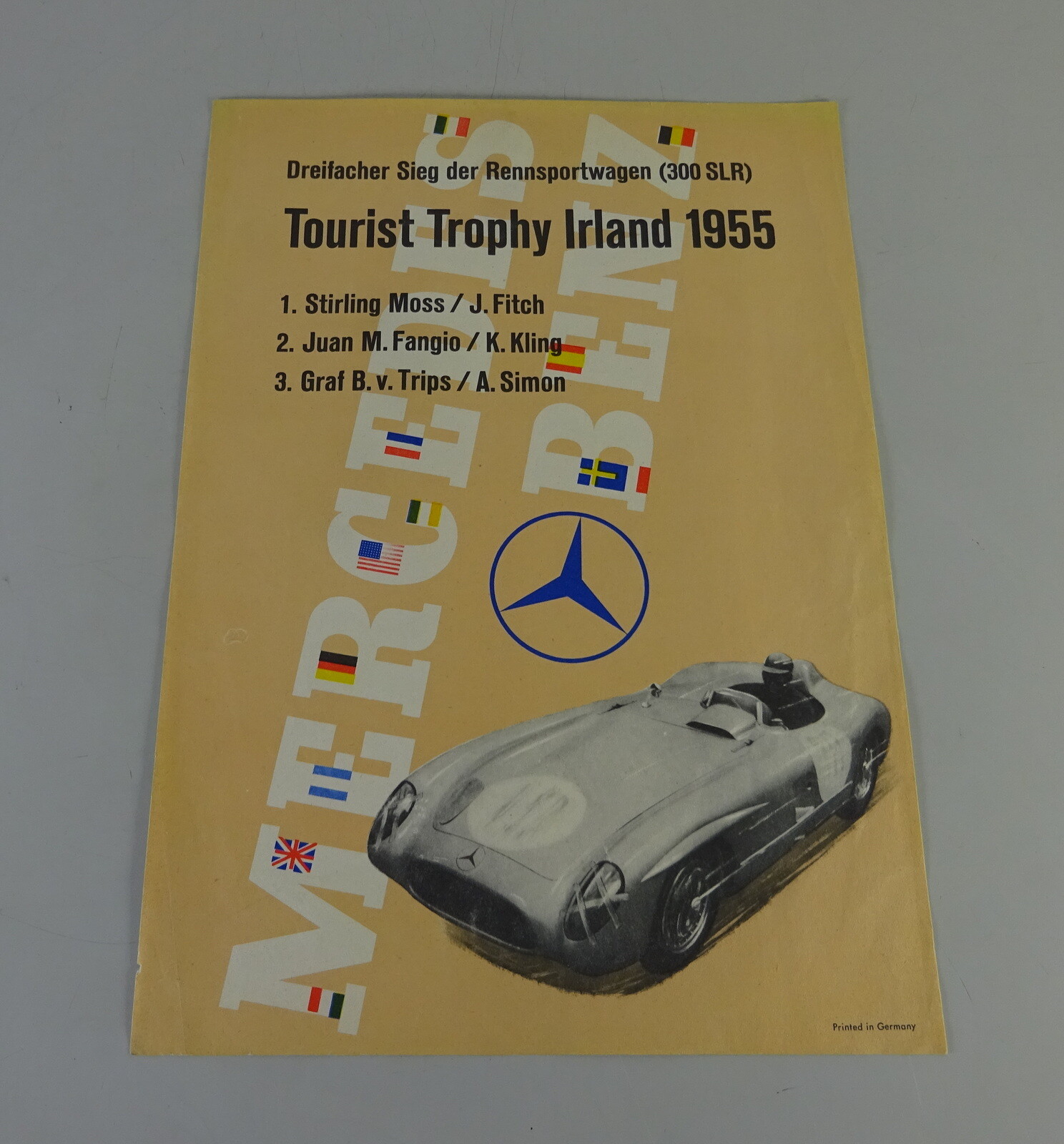 Racing Poster / Brochure Tourist Trophy Ireland 1955 Mercedes-Benz 300 SLR