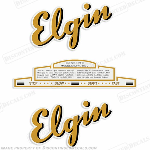 Fits Elgin 2.5hp Outboard Motor Decals - 1947 1948 1949 1950 1951 1952 1953