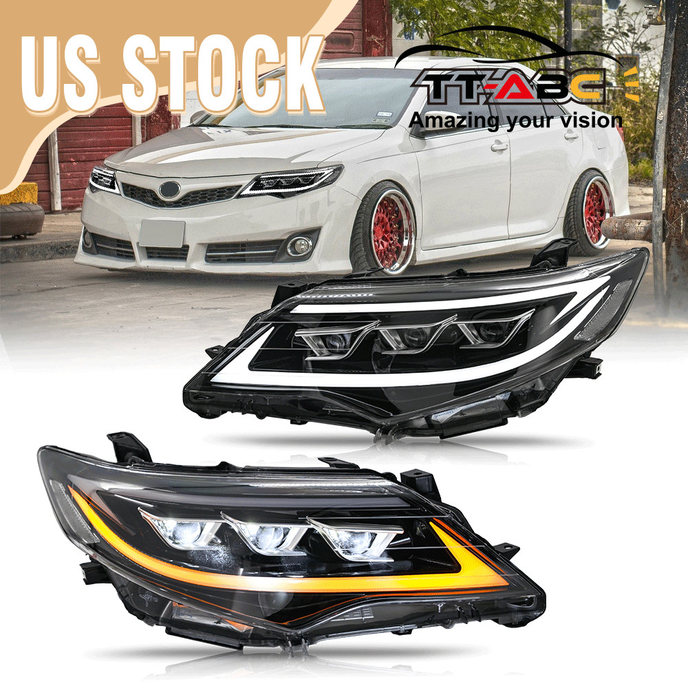 2x LED Headlights For Toyota Camry 2012 2013 2014 Front Lamps Assembly Animation