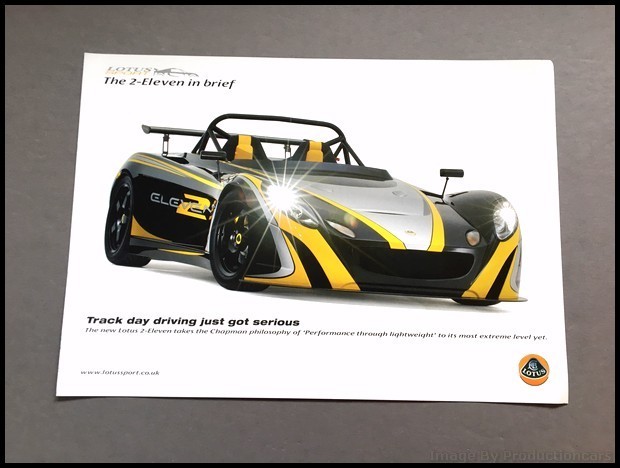 2007 2008 Lotus 2-Eleven 1-page Original Car Sales Brochure Sheet