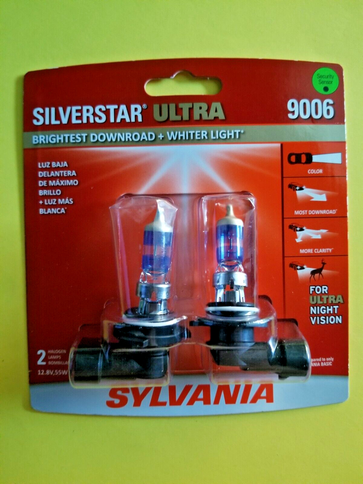 NEW - Sylvania 9006 Silverstar ULTRA NIGHT VISION Halogen Headlight Bulbs 2Pack